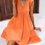 Vestidos mujer  Vestidos elegantes  Vestidos de moda  Vestidos cortos,  Vestidos casuales,  vestidos,  vestido mujer,  Vestido elegante,  Vestido corto,  Vestido casual,  Vestido,  Ropa de moda,  Outfit mujer,  Lanzamiento,  Vestido Naranja,  Vestidos Naranjas,