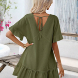 Vestidos mujer,  Vestidos elegantes,  Vestidos cortos,  Vestidos casuales,  vestidos,  Vestido corto,  Vestido,  Ropa de moda,  Outfit mujer,  Vestido Verde Oliva,