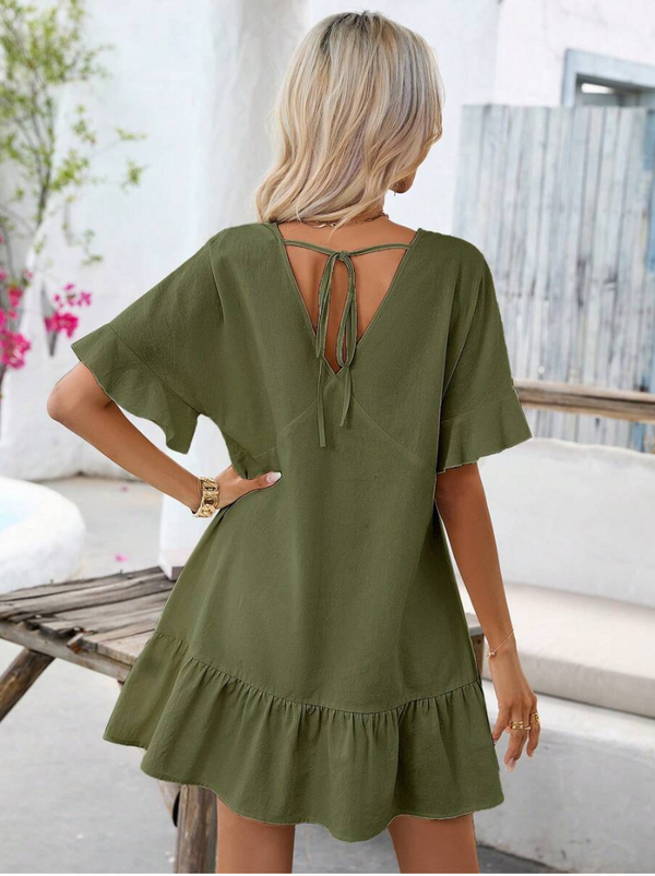 Vestidos mujer,  Vestidos elegantes,  Vestidos cortos,  Vestidos casuales,  vestidos,  Vestido corto,  Vestido,  Ropa de moda,  Outfit mujer,  Vestido Verde Oliva,