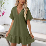 Vestidos mujer,  Vestidos elegantes,  Vestidos cortos,  Vestidos casuales,  vestidos,  Vestido corto,  Vestido,  Ropa de moda,  Outfit mujer,  Vestido Verde Oliva,